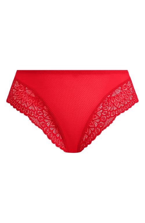 Elomi Tiernie Lace Trim Mesh Briefs In Red