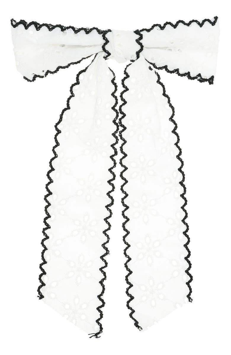 L. Erickson Holland Bow Barrette, Main, color, Black/ White