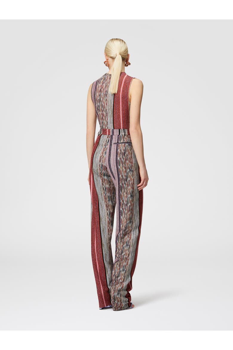 Carrot-fit Trousers In Lamé Striped Viscose, Alternate, color, Multicoloured