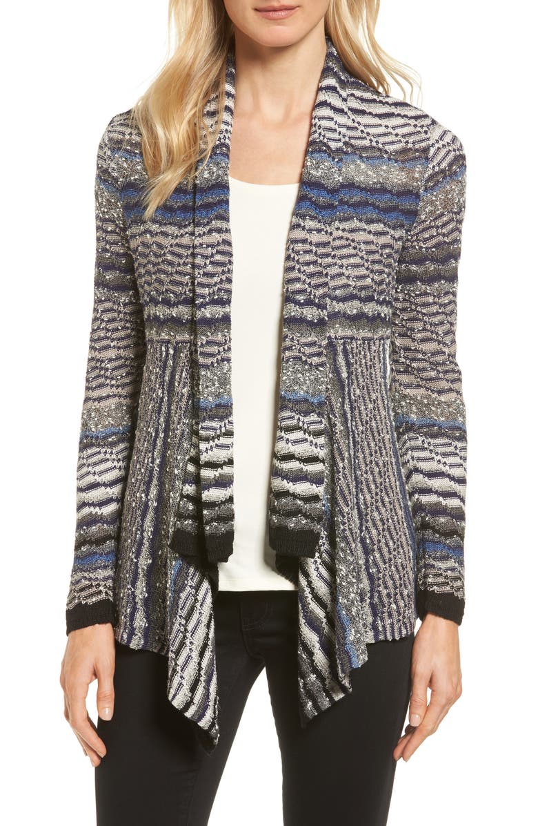 NIC+ZOE Shaded Stripe Drape Front Cardigan, Main, color, 