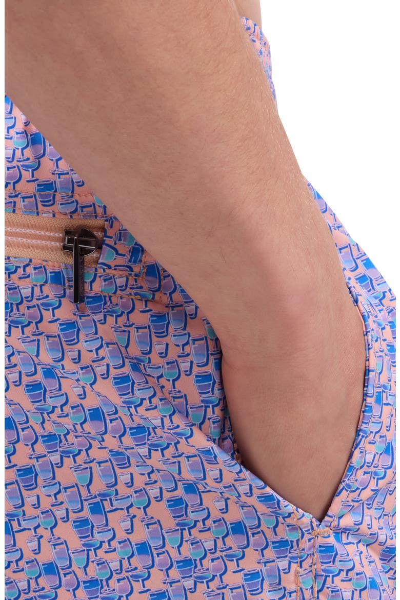 Kai Cocktail Print Swim Trunks, Alternate, color, PEACH