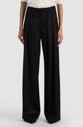 ALICE + OLIVIA Benson Ultra High Waist Pleated Wide Leg Wool Blend Trousers