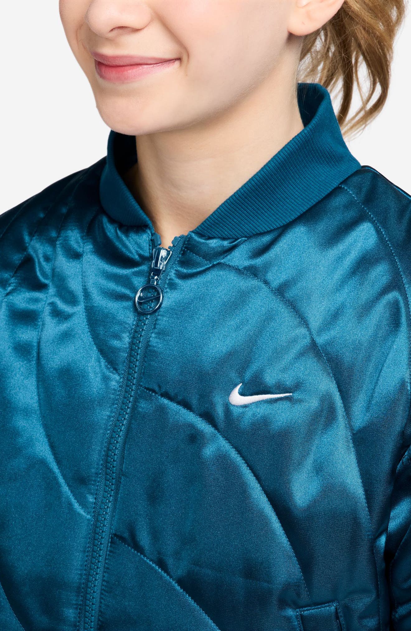 nike colorblock quilted down bomber jacket