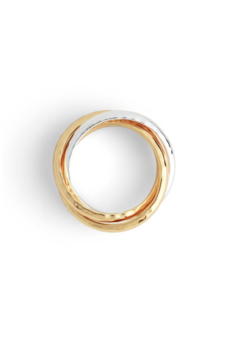 Farrier Triple Band Ring, Alternate, color, GOLD AND SILVER