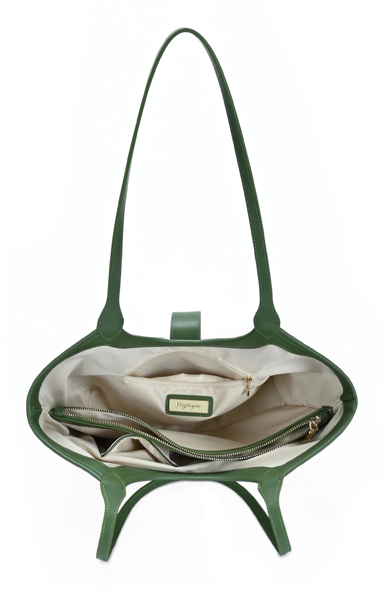 Two Tone Canvas & Faux Leather Tote, Alternate, color, GREEN