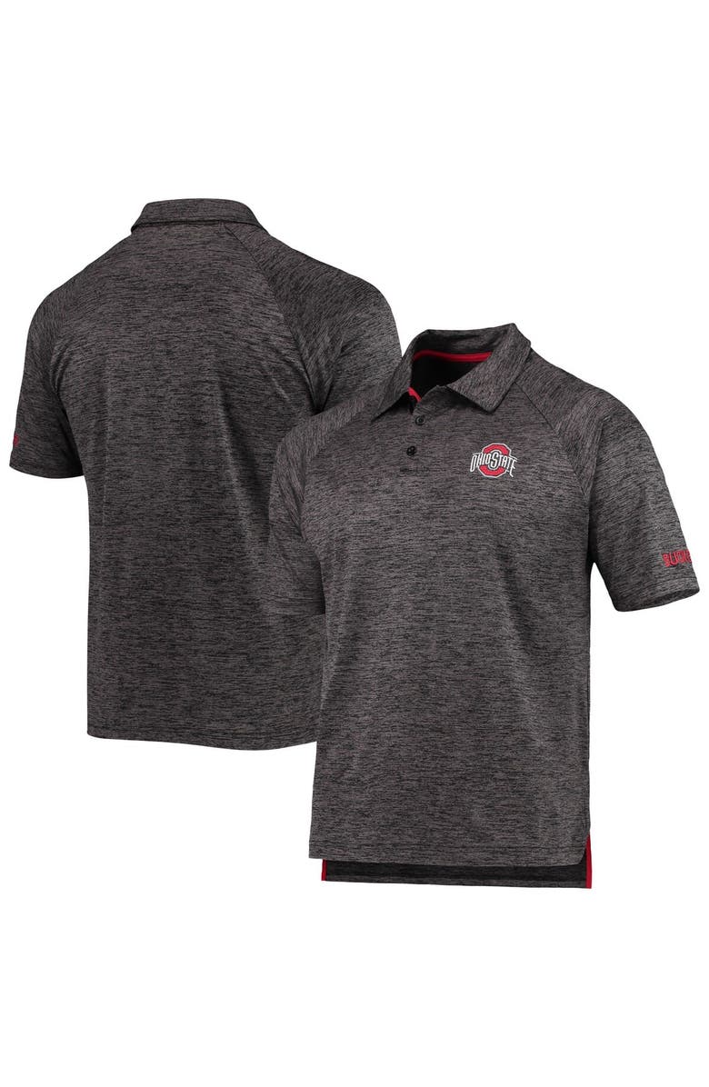 COLOSSEUM Men's Colosseum Heathered Black Ohio State Buckeyes Down Swing Raglan Polo, Main, color, Heather Black