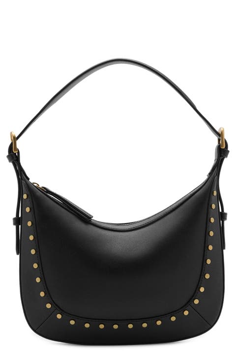 Small Studded Faux Leather Shoulder Bag