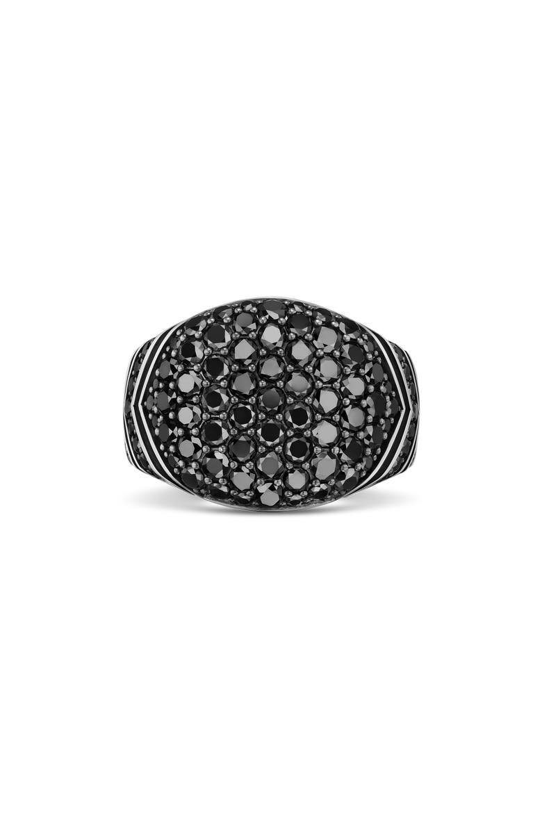 Chevron Signet Ring in Sterling Silver with Black Diamonds, Alternate, color, SILVER PAVE