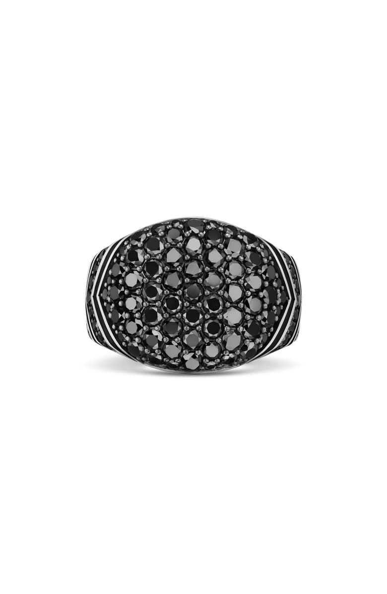 David Yurman Chevron Signet Ring in Sterling Silver with Black Diamonds, Alternate, color, Silver Pave
