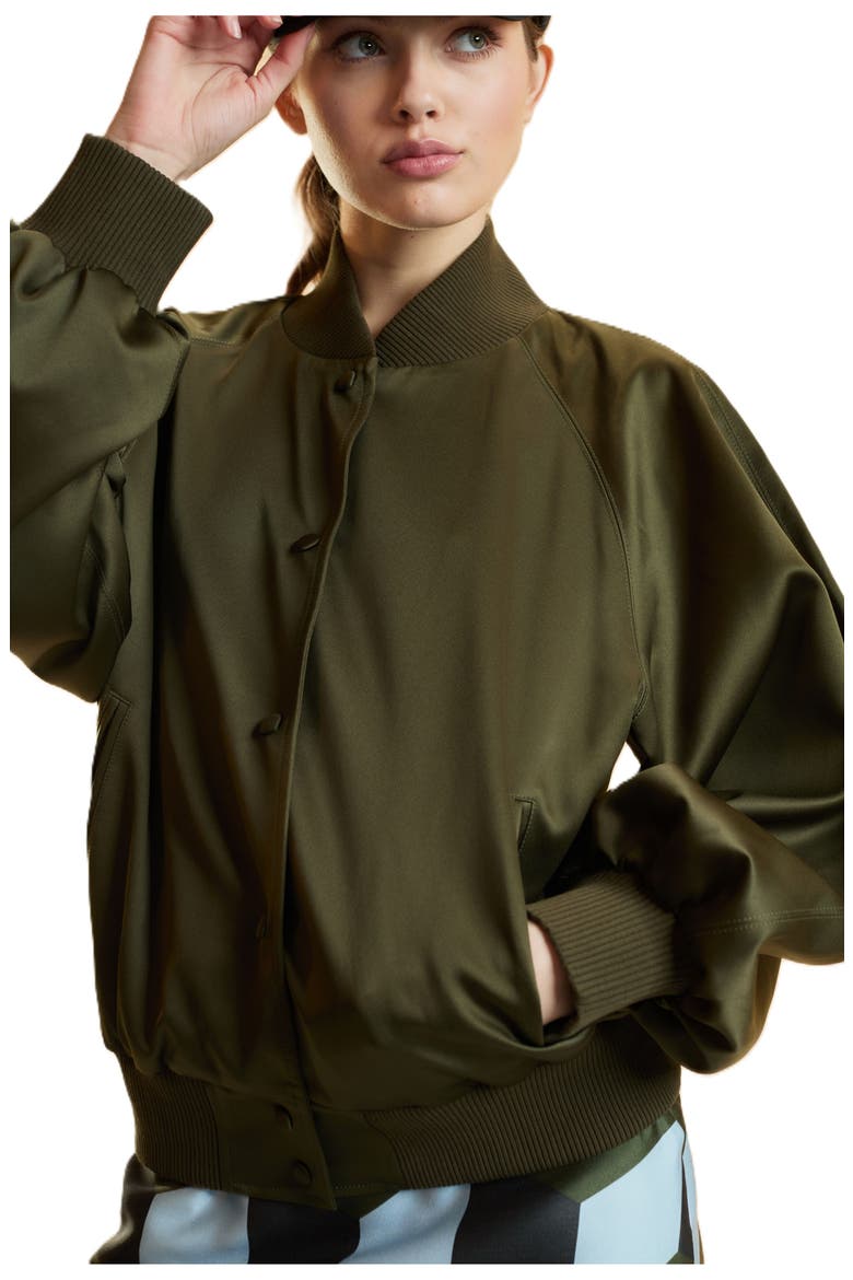 Satin Bomber Jacket, Main, color, Army Green