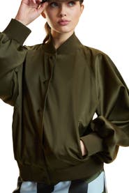 Cynthia Rowley Satin Bomber Jacket