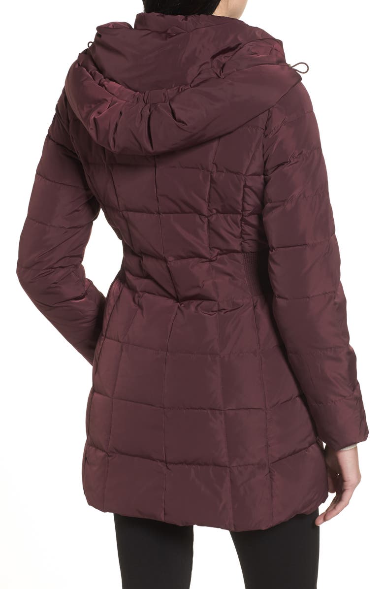 Cole Haan Hooded Down & Feather Jacket, Alternate, color, Merlot
