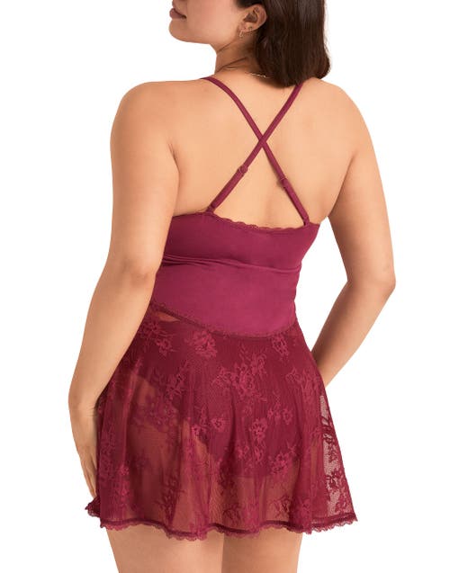 Adore Me Marien Babydoll & Bikini Set In Pink