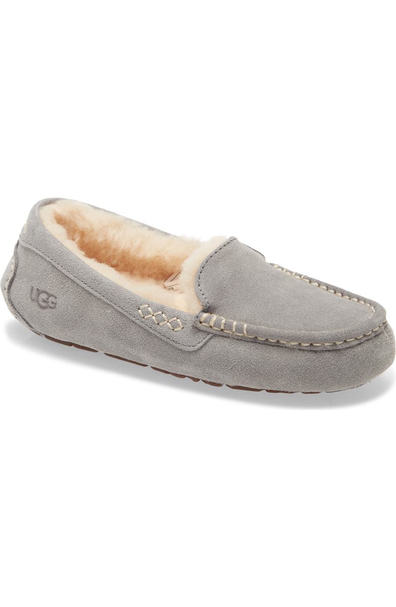 UGG<sup>®</sup> Ansley Water Resistant Slipper, Main, color, Light Grey Suede