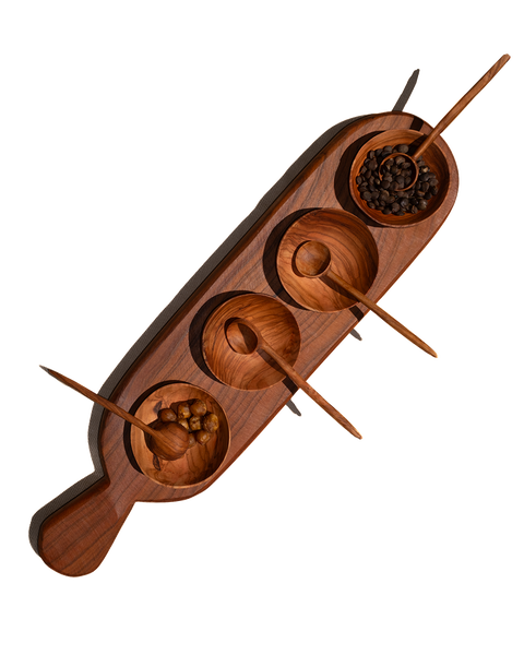 Four Condiment Serving Set Tray