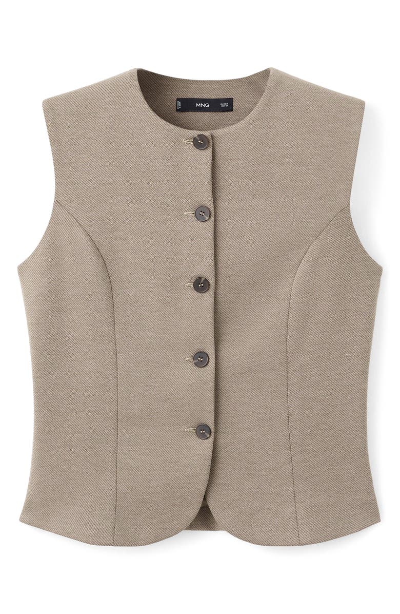 MANGO Fitted Vest, Main, color, Brown