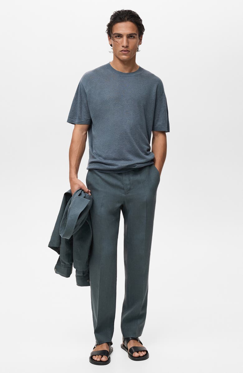 MANGO Straight Leg Linen Pants, Alternate, color, 