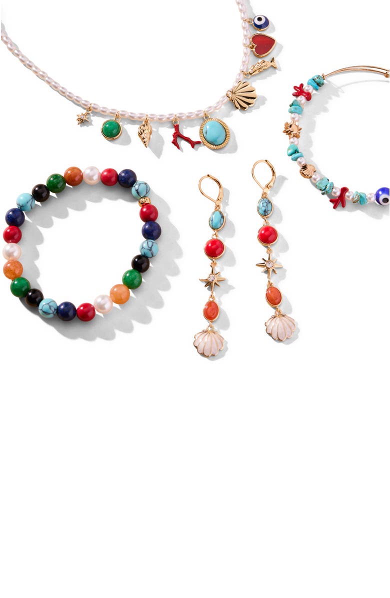 Alex and Ani Moonlight Beach Beach Beaded Stretch Bracelet, Alternate, color, Multi