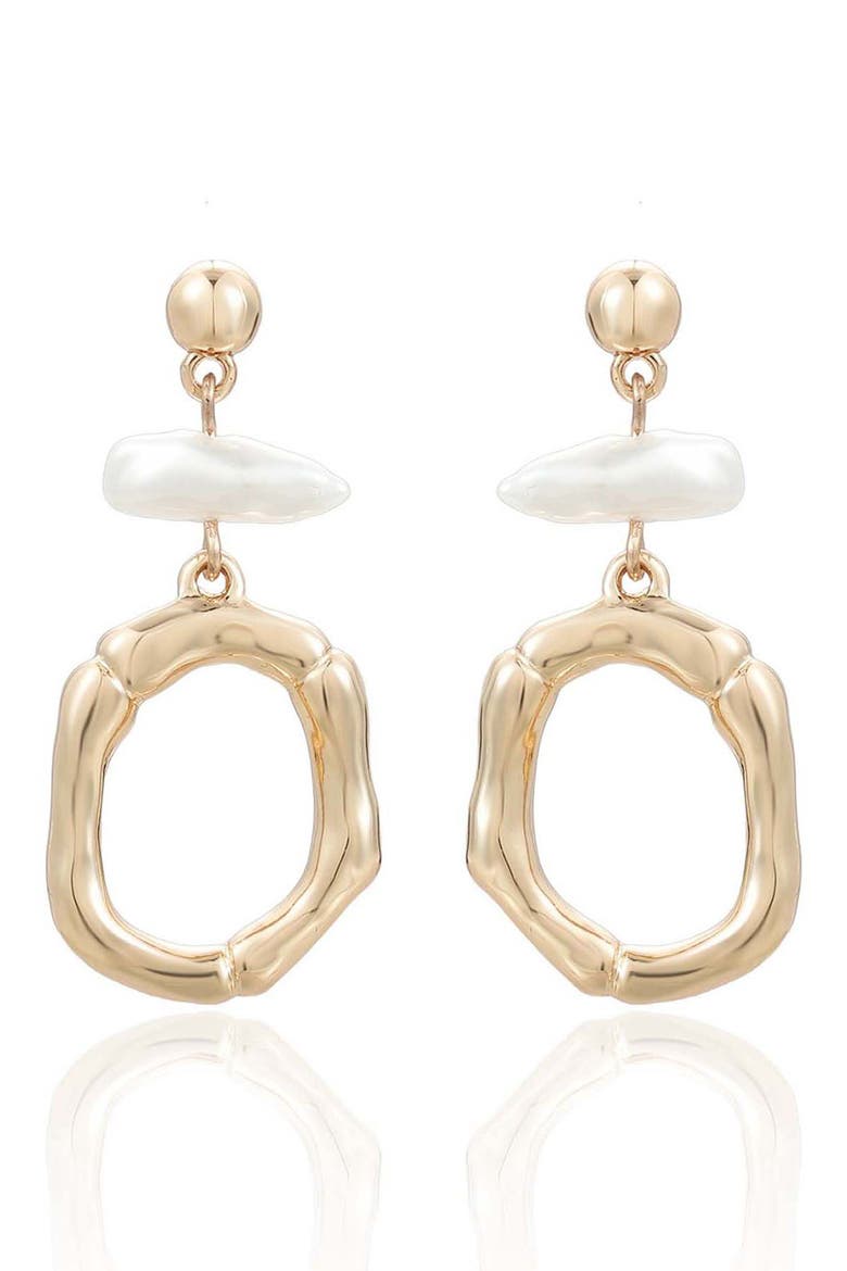 Rip Tide Faux Pearl Circle Drop Earrings, Alternate, color, GOLD