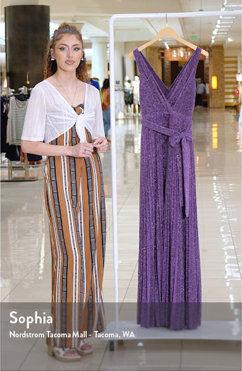 Going for Glitz Metallic Pleated Column Gown, sales video thumbnail
