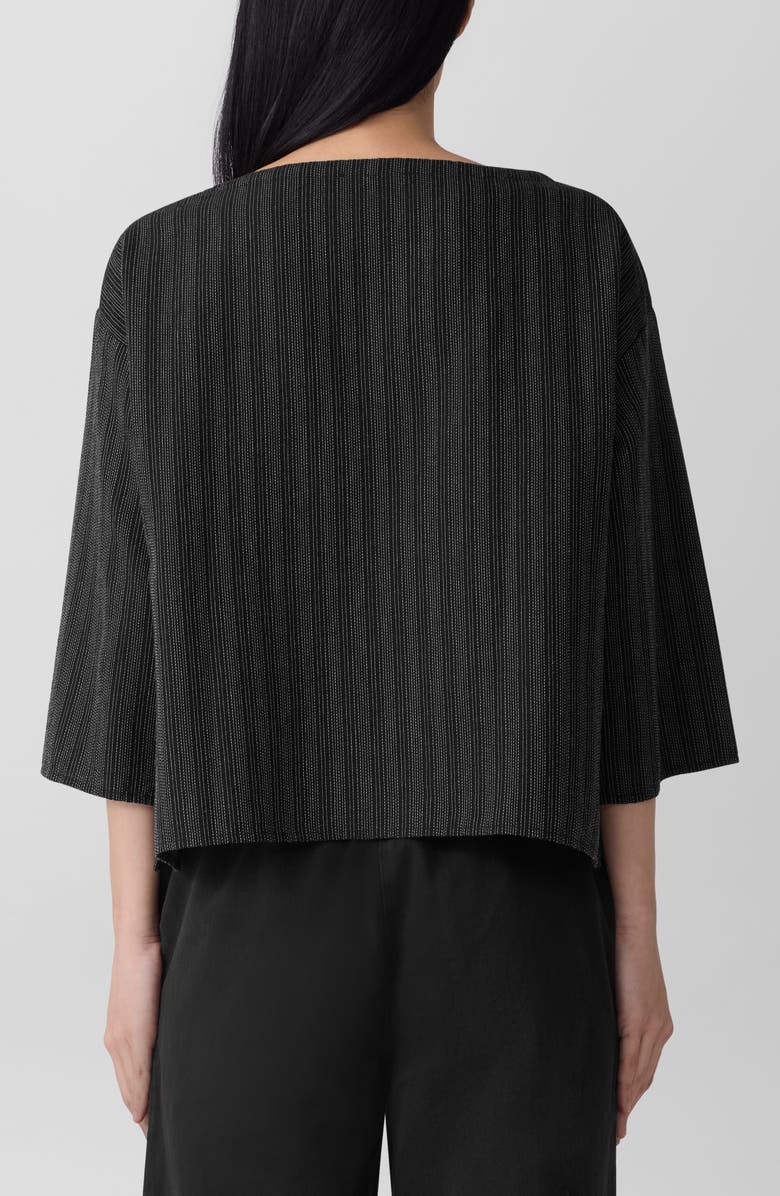 Eileen Fisher Stripe Organic Cotton Blend Top, Alternate, color, Black