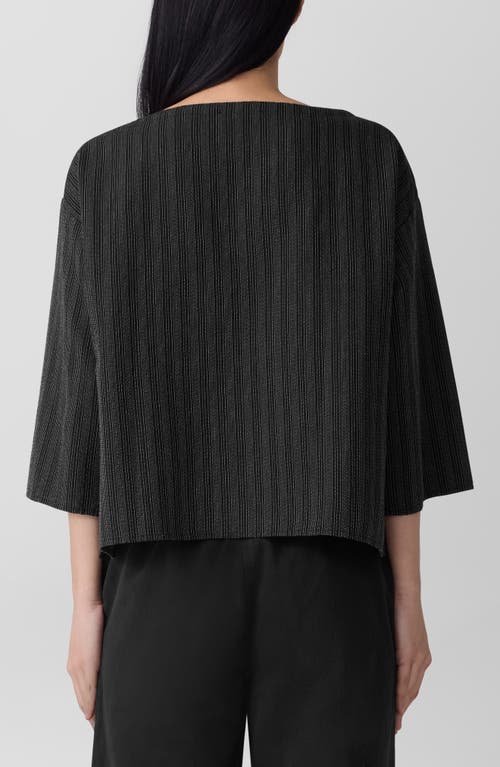 Eileen Fisher Bateau Neck Three-quarter Length Top In Black
