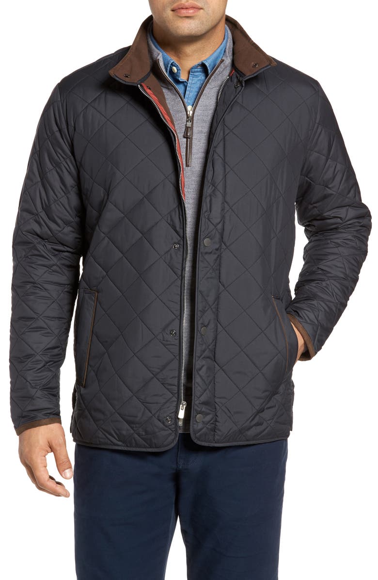 Peter Millar Suffolk Quilted Water-Resistant Car Coat, Main, color, 