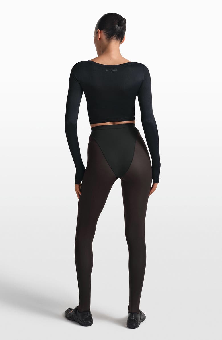 NikeSKIMS Long Sleeve Stretch Knit Wrap Top, Alternate, color, Obsidian