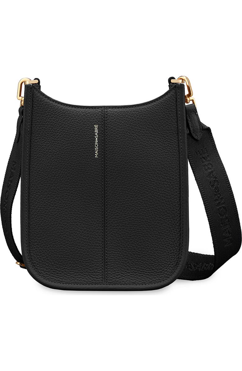 MAISON de SABRÉ Leather Mini Saddle Bag, Main, color, Black Caviar