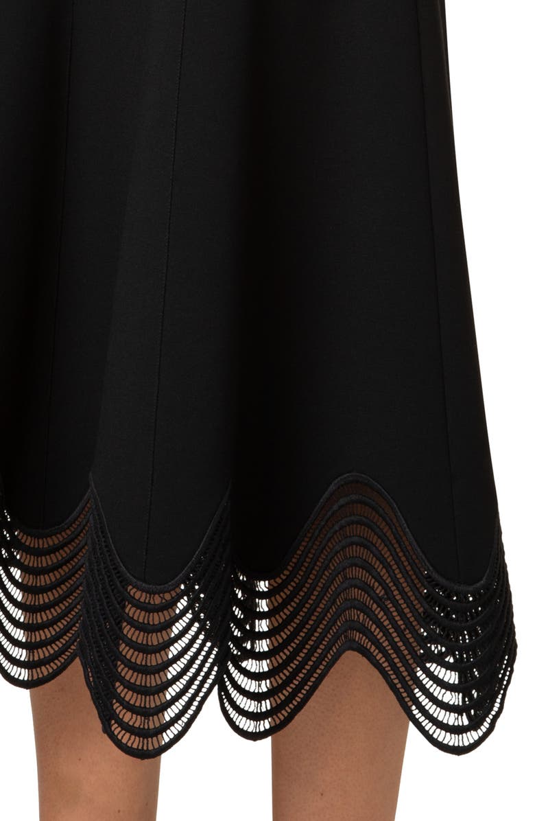 Akris punto Waved Lace Hem Jersey Midi Skirt, Alternate, color, 