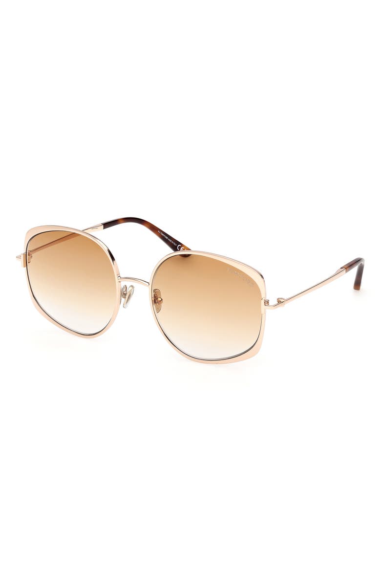 TOM FORD Abbey 58mm Round Sunglasses, Alternate, color, 