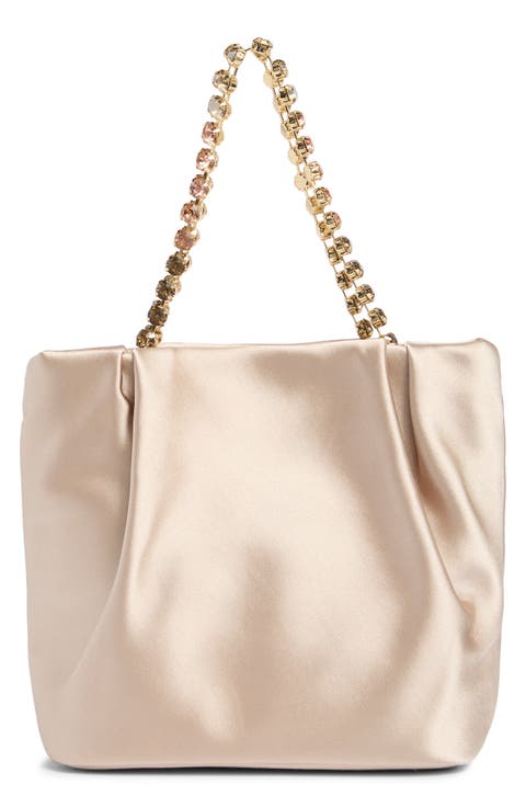 Karol Rhinestone Strap Satin Handbag