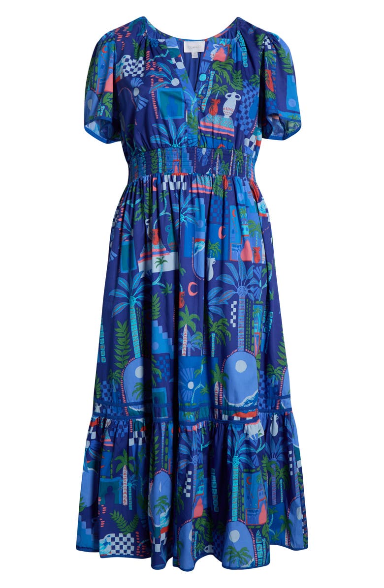 SUGARLIPS Punta Alta Ordy Tiered Cotton Maxi Dress, Alternate, color, Cobalt-Combo