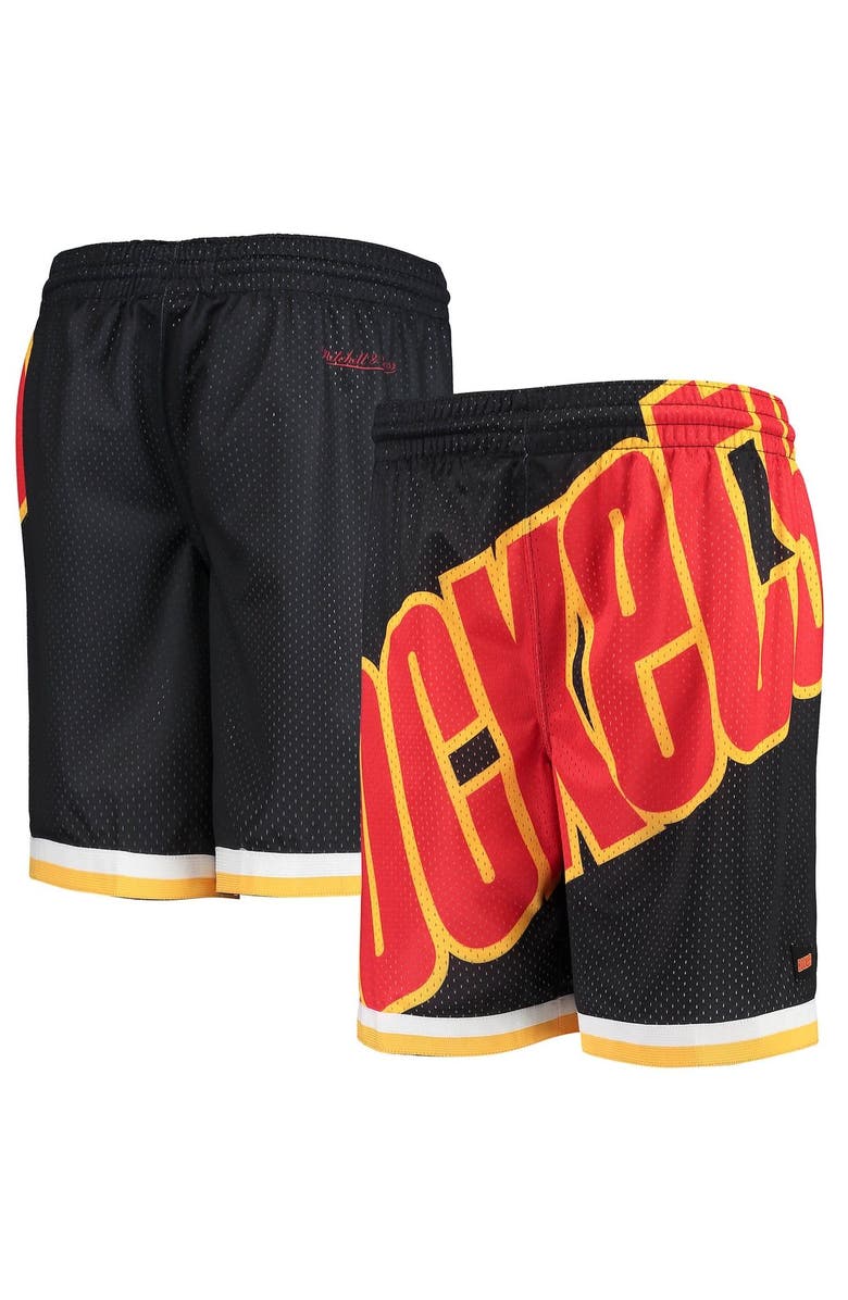Mitchell & Ness Youth Black Houston Rockets Hardwood Classics Throwback Big Face Mesh Shorts, Main, color,