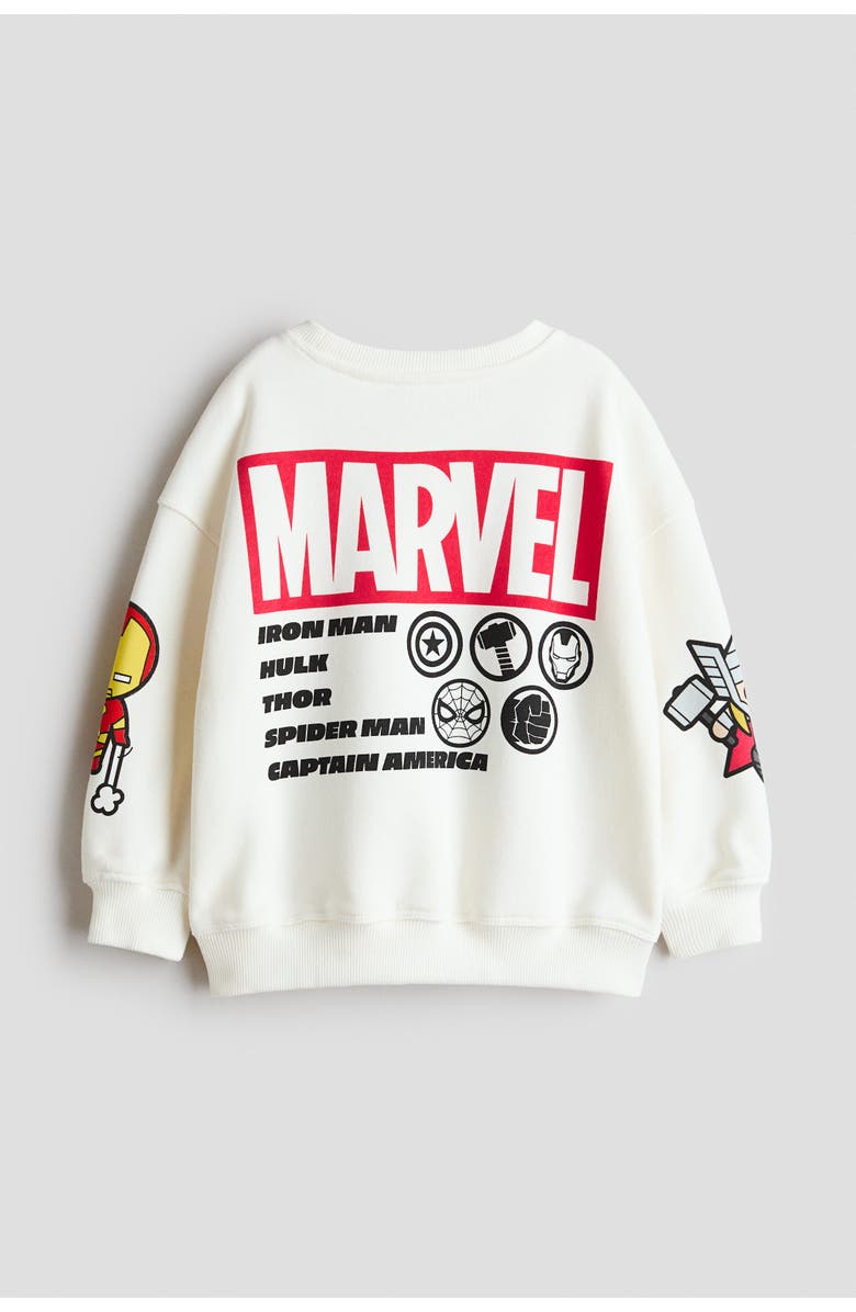 H&M Printed Sweatshirt, Alternate, color, White/Marvel Comics