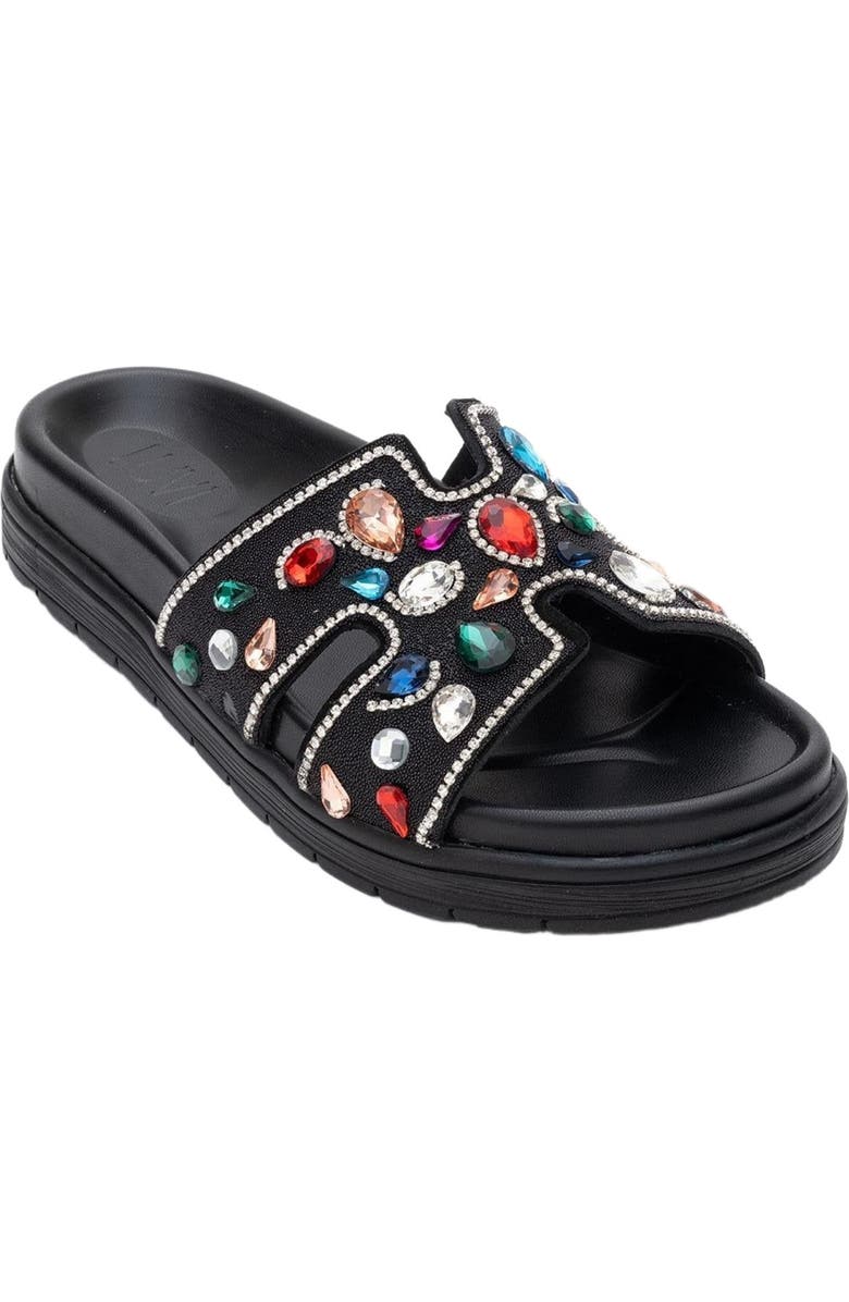 Forever & Always Shoes Denilla Leather Embellished Slide Sandal, Alternate, color,