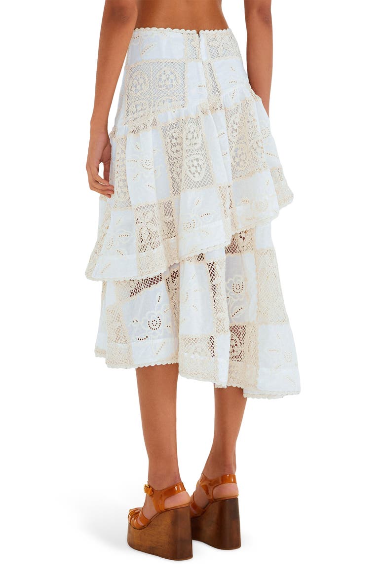 Lace Detail Tiered Asymmetric Cotton Skirt (Women) | Nordstrom