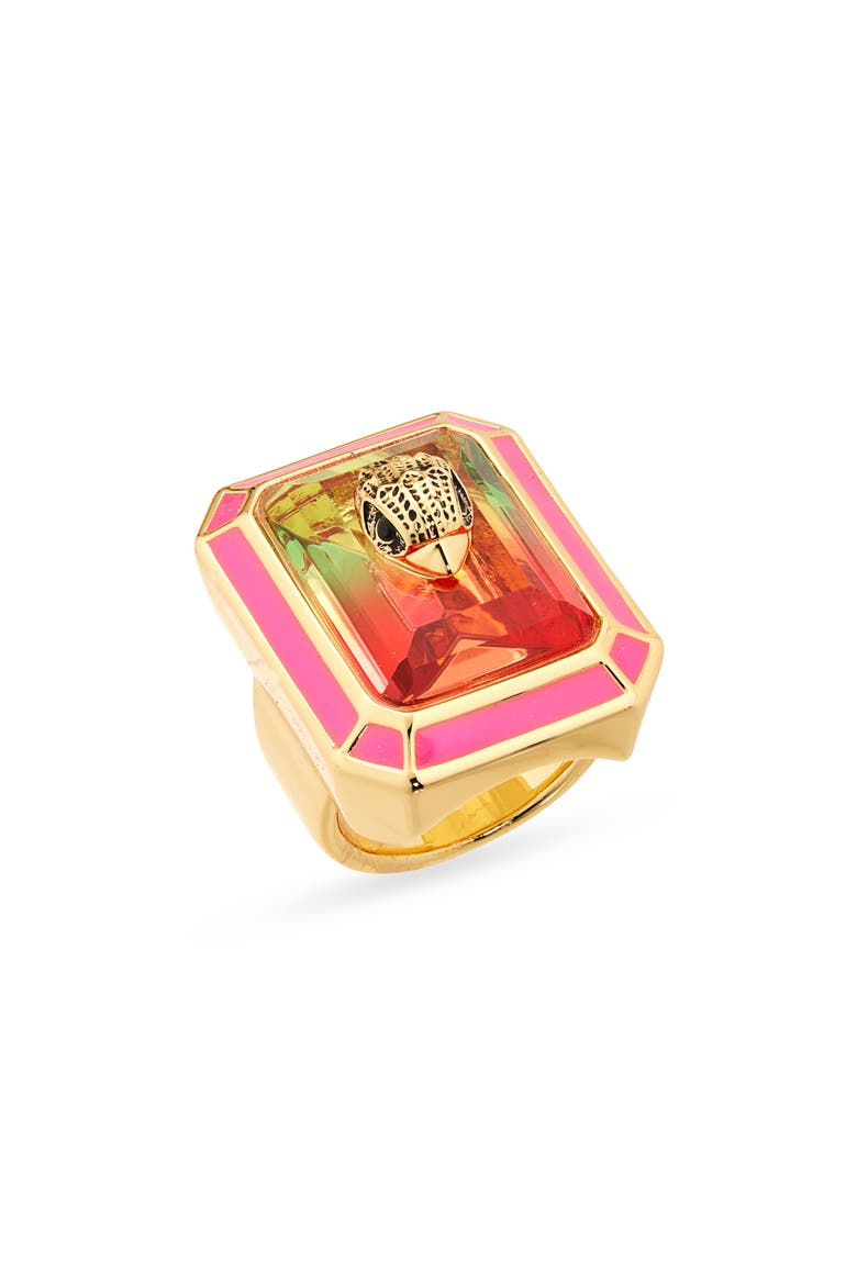 Stone Enamel Cocktail Ring, Main, color, PINK