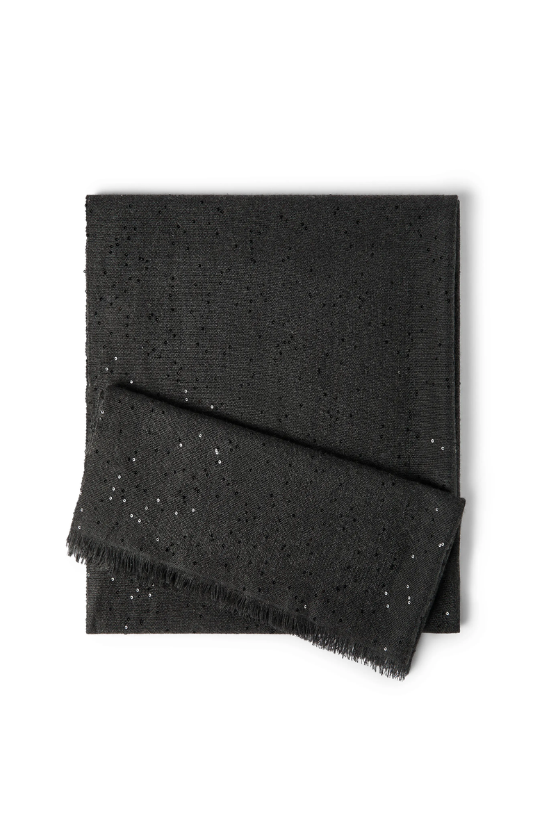Cashmere and silk Diamond yarn scarf, Main, color, Lignite Grey