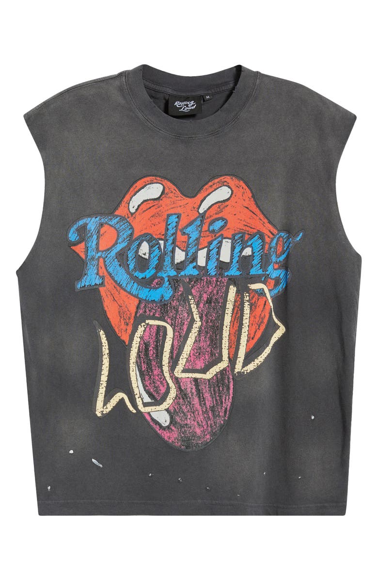 Rolling Loud Loud Band Distressed Muscle Tee, Alternate, color, Washed Black