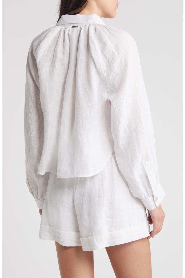 Negara Linen Button-Up Shirt, Alternate, color, WHITE