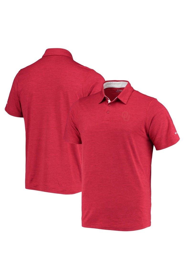 Men's Columbia Crimson Oklahoma Sooners Tech Trail Omni-Shade Polo, Main, color, Crimson