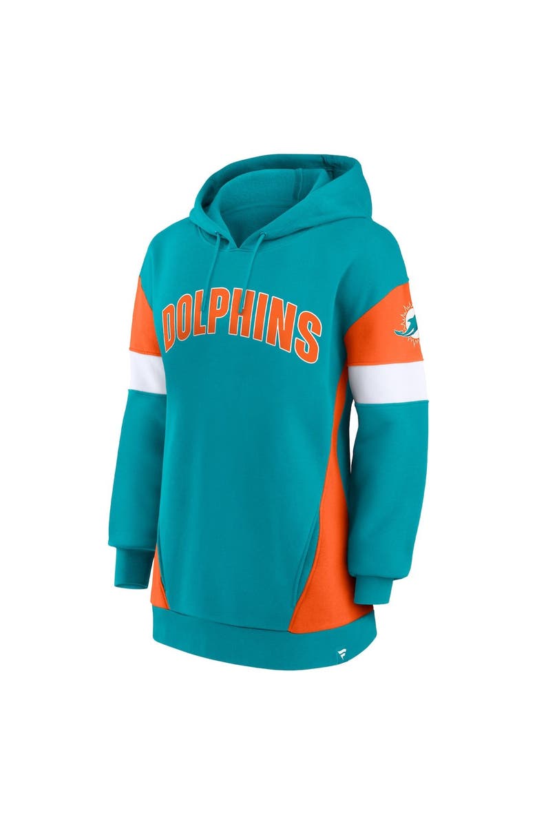 FANATICS Women's Fanatics Branded Aqua/Orange Miami Dolphins Lock It Down Pullover Hoodie, Alternate, color,