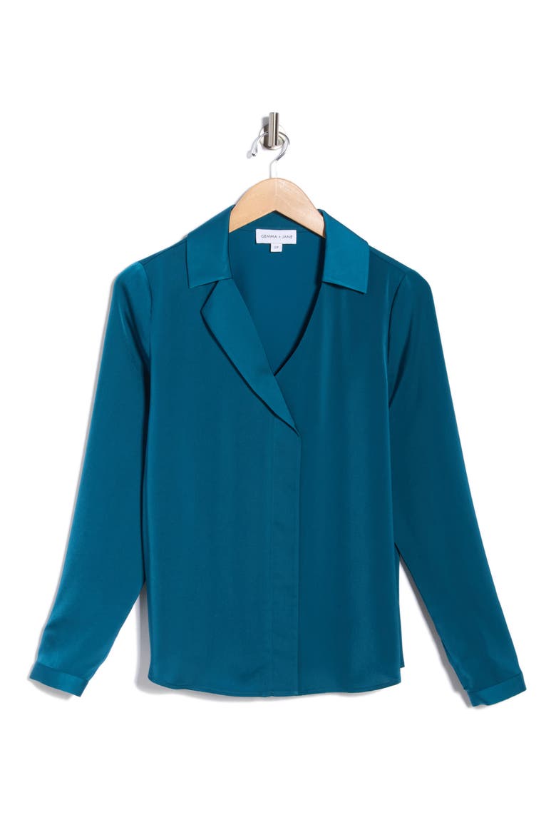 Johnny Collar Long Sleeve Top, Alternate, color, TEAL