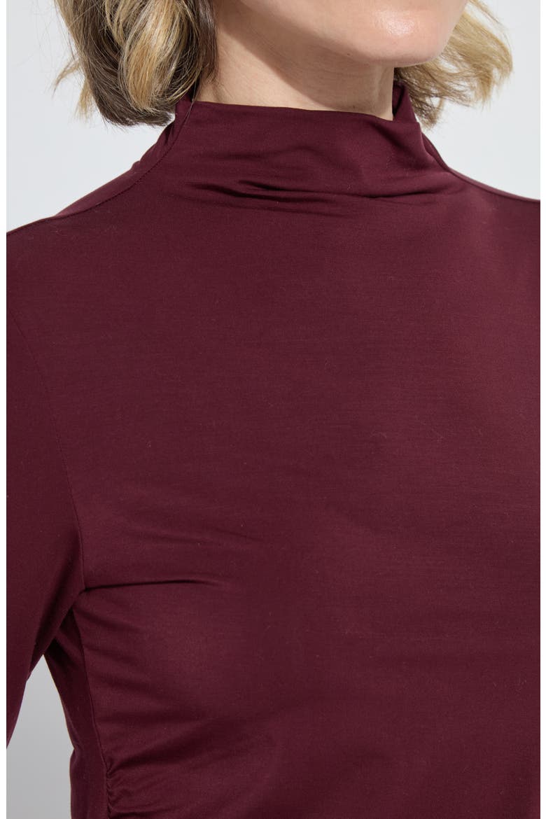 Jovita Ruched Funnel Neck Top, Alternate, color, DK PLUM