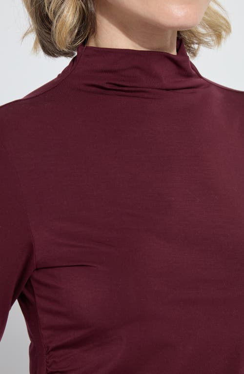 Lyssé Lysse Jovita Ruched Funnel Neck Top In Burgundy