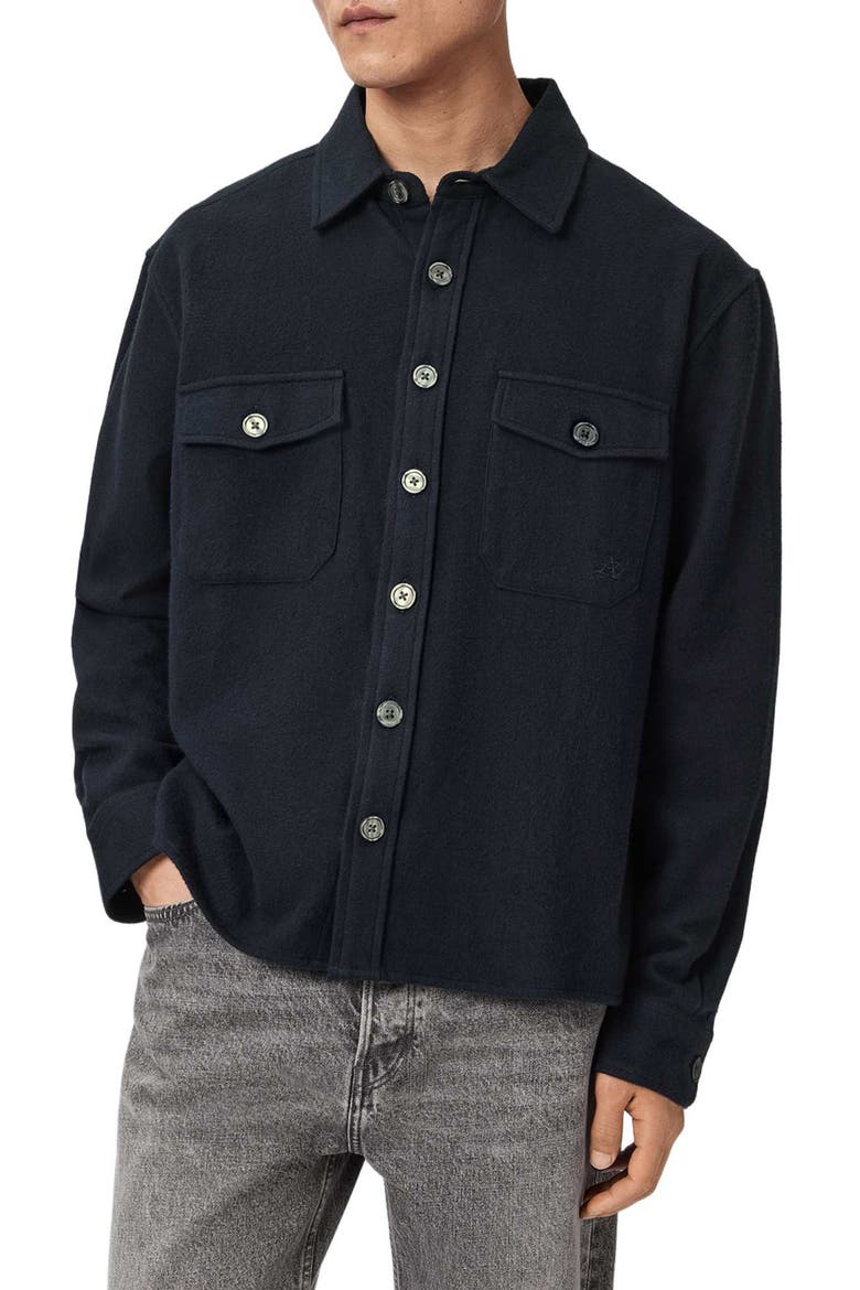 Haiku Long Sleeve Cotton Flannel Shirt, Main, color, MYSTIC BLUE