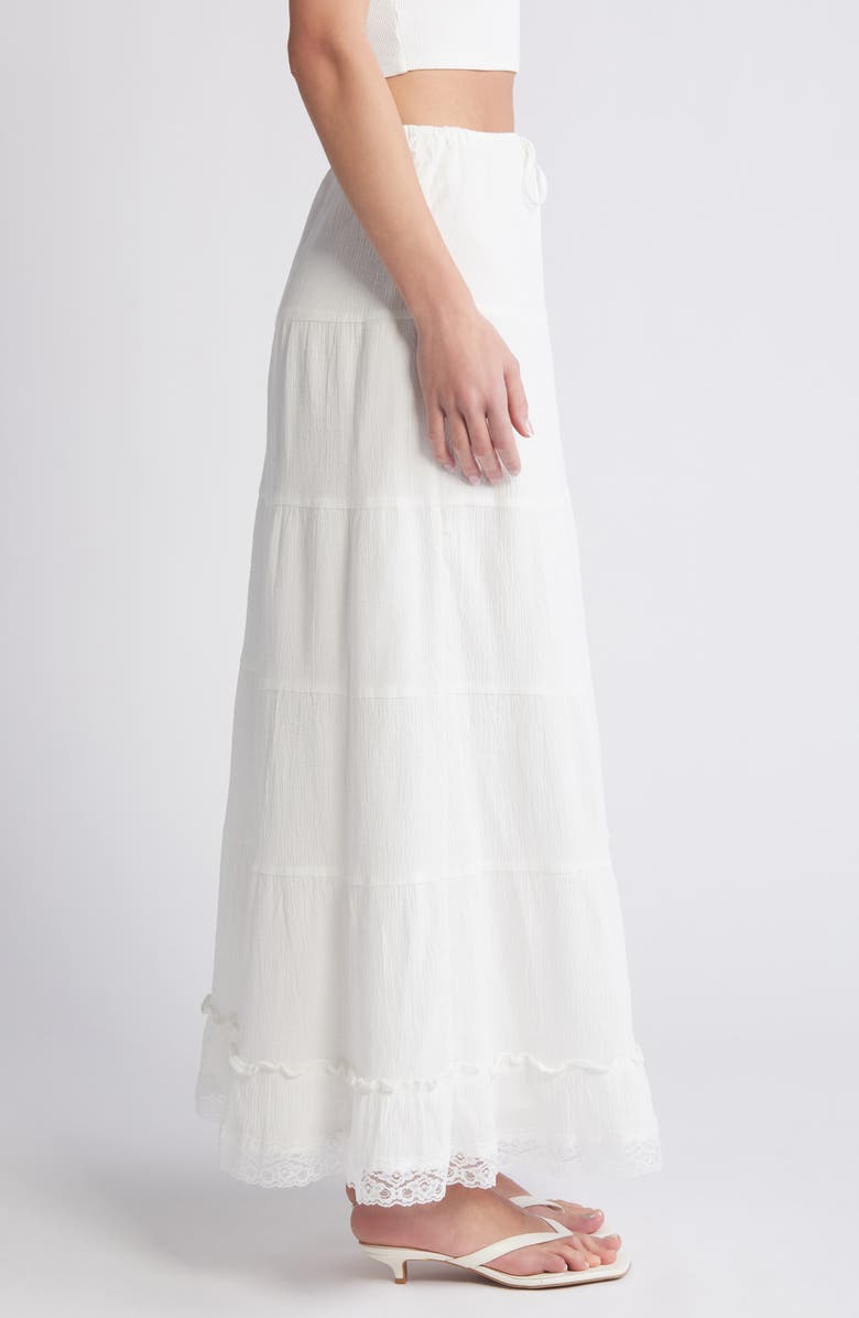 SOMETHING NEW Emily Tiered Maxi Skirt, Alternate, color, Snow White