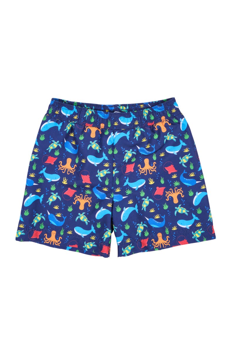 Florence Eiseman Under The Sea Print Swim Trunk, Main, color, Navy/Multi