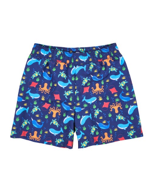 Florence Eiseman Babies' Under The Sea Print Swim Trunk In Blue
